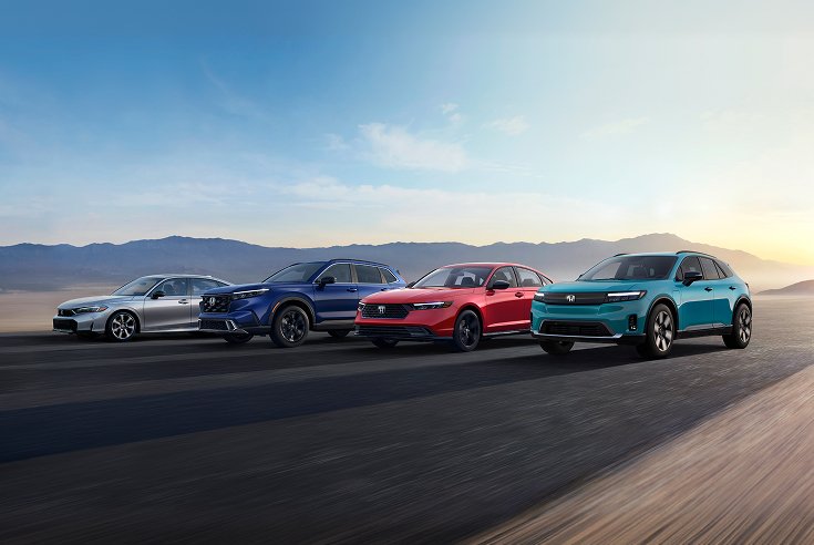 2026 Honda Civic Sedan profile at a gas station with a red fuel nozzle in the capless filler (Compact Sedan). 2026 Honda Civic Sedan profile at a gas station with a red fuel nozzle in the capless filler (Compact Sedan).