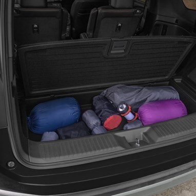 2026 Honda Pilot TrailSport shown with Black Durable Synthetic Leather and the cargo storage