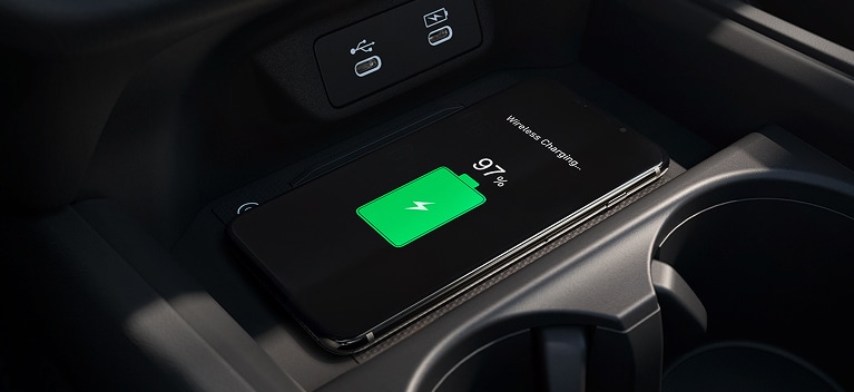 2027 Honda HR-V EX-L close-up of the wireless phone charger and USB ports (Subcompact Crossover SUV).